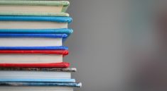 stack of colorful books
