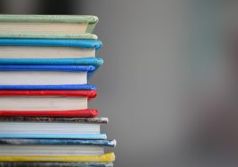 stack of colorful books