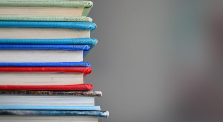 stack of colorful books